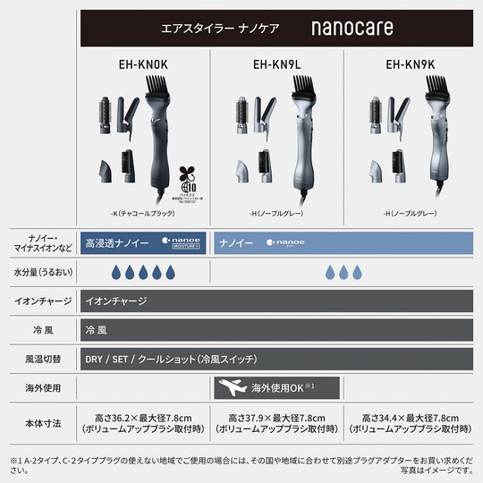 Panasonic Nanoe Hair Styler Curling Dryer Charcoal Black (EH - KN0K - K) AC100V - WAFUU JAPAN