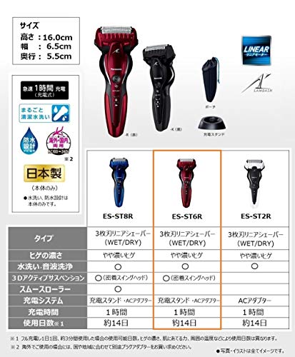 Panasonic Ramdash men's shaver 3 blades red ES - ST6R - R - WAFUU JAPAN