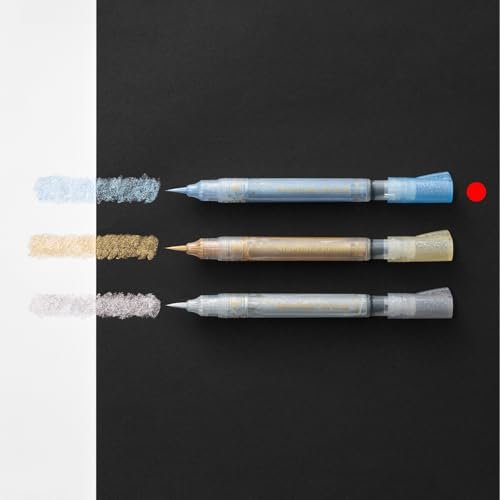 Pentel Color Brush Pen Starflake Limited Art Brush Set GFH - SAST1 Blue Lime Green Emerald Green - WAFUU JAPAN