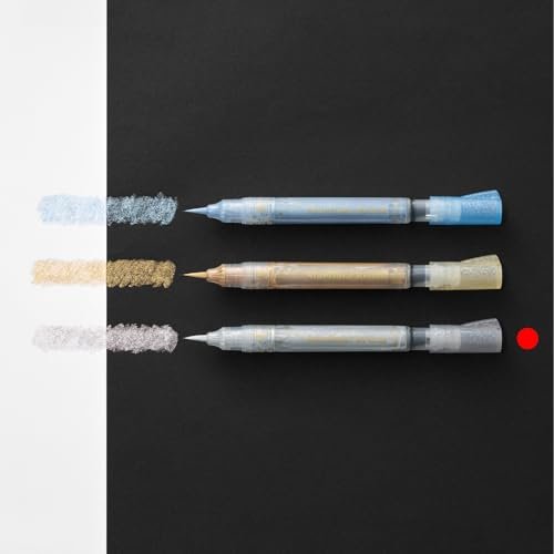 Pentel Color Brush Pen Starflake Milky Set GFH - SPST1 Silver Pastel Blue Pastel Violet - WAFUU JAPAN