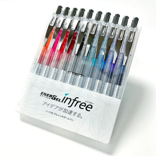 Pentel EnerGel Gel Ink Ball Pen 07mm Clear Barrel BL77TL - 10 10 Colors - WAFUU JAPAN
