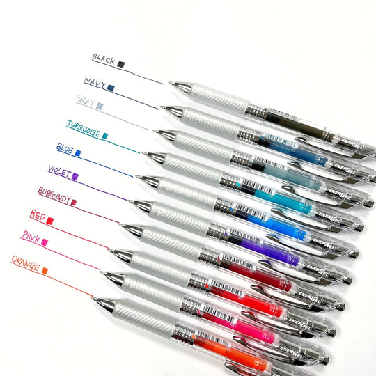 Pentel EnerGel Gel Ink Ball Pen 07mm Clear Barrel BL77TL - 10 10 Colors - WAFUU JAPAN