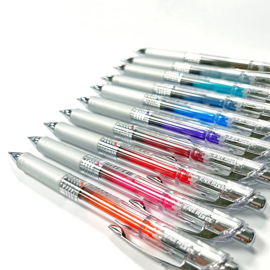 Pentel EnerGel Gel Ink Ball Pen 07mm Clear Barrel BL77TL - 10 10 Colors - WAFUU JAPAN