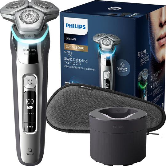 Philips 9000 Series SkinIQ Electric Shaver S9985/50 with Cleaning Station Chrome AC100 - 240V - WAFUU JAPAN