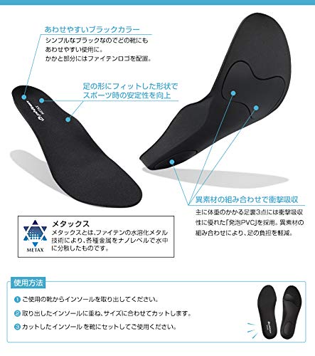 Phiten insole cup type metax black 0420TI464004 - WAFUU JAPAN