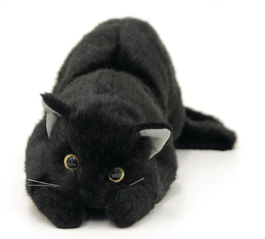 Realistic Cat Plush Toy Made in Japan 58cm Black Cat Large Open Eyes - WAFUU JAPAN