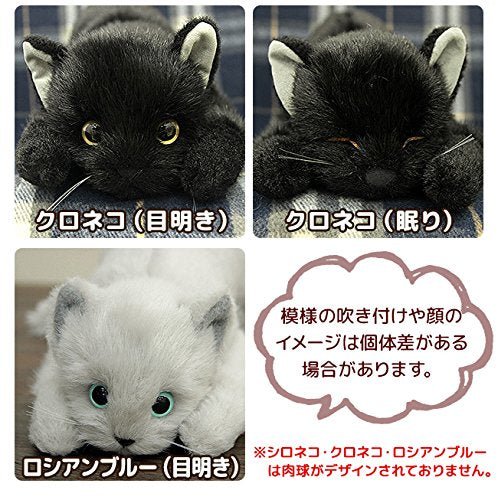 Realistic Cat Plush Toy Made in Japan 58cm Black Cat Large Open Eyes - WAFUU JAPAN