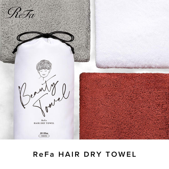 ReFa Fast - Drying Hair Towel Egyptian Cotton White (400×800mm) - WAFUU JAPAN