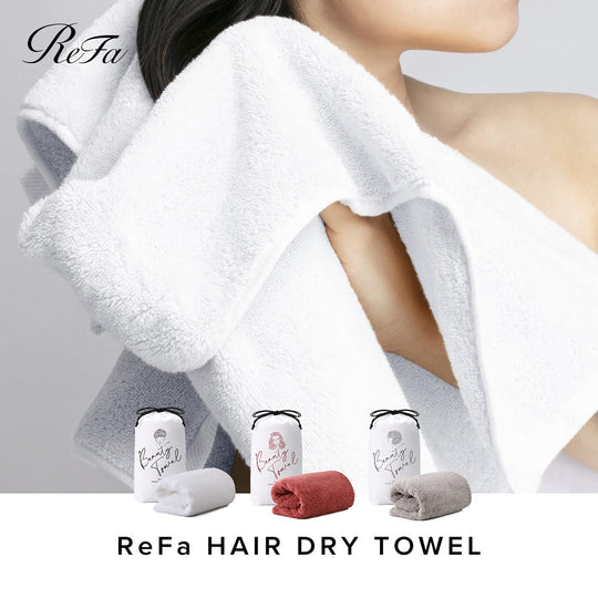 ReFa Fast - Drying Hair Towel Egyptian Cotton White (400×800mm) - WAFUU JAPAN