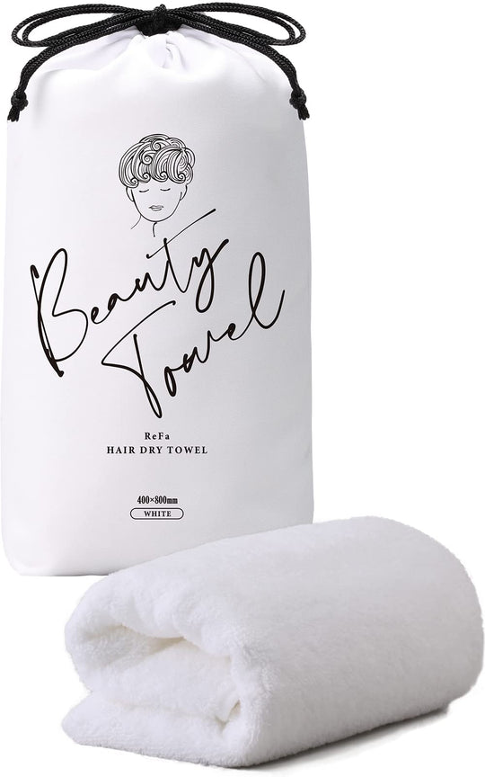 ReFa Fast - Drying Hair Towel Egyptian Cotton White (400×800mm) - WAFUU JAPAN