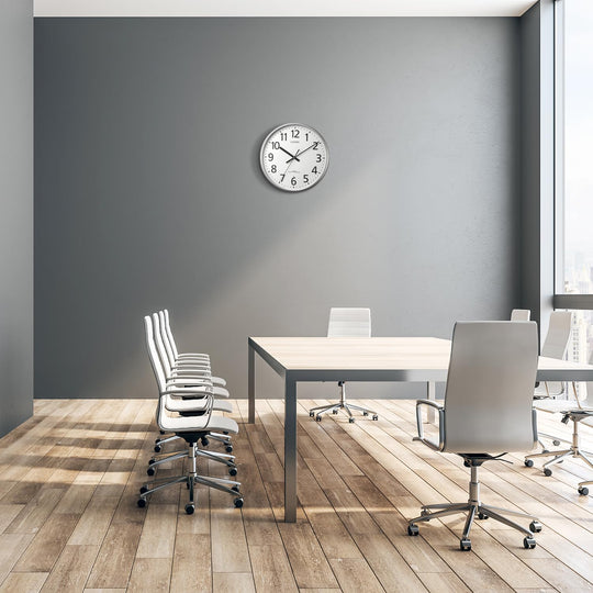 RHYTHM Radio - Controlled Silent Wall Clock Silver 36 cm - WAFUU JAPAN