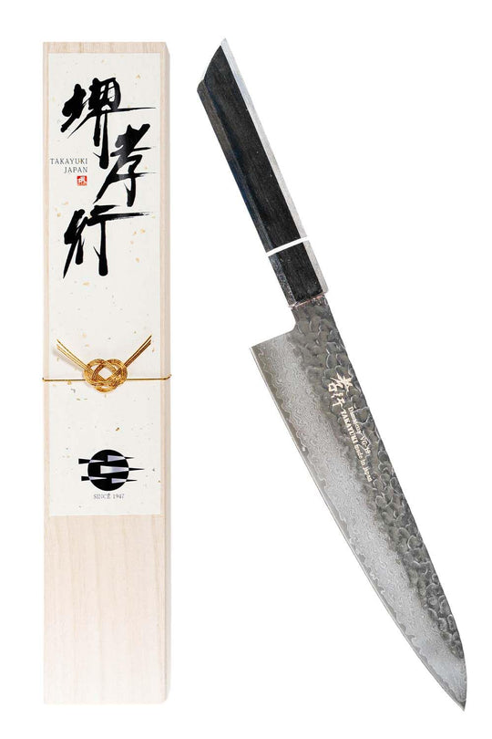 Sakai Takayuki VG10 Damascus Gyuto Chef Knife 210mm Made in Japan 33 Layer Hammered Oak Handle - WAFUU JAPAN