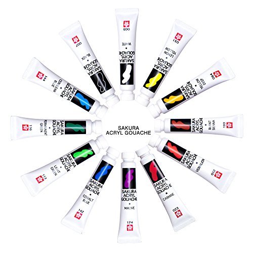 Sakura Craypas Acrylic Gouache Paint Set 12 Colors 13 Tubes AGW13 - WAFUU JAPAN