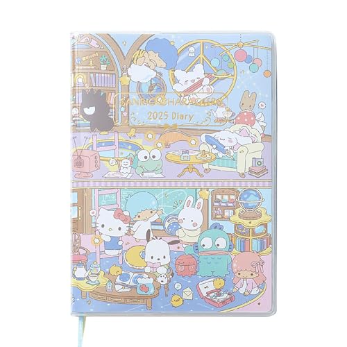 SANRIO B6 Diary (horizontally ruled) Sanrio Characters 2025 Handbook (beginning Oct 2024) with schedule stickers bookmark included 456195 - WAFUU JAPAN