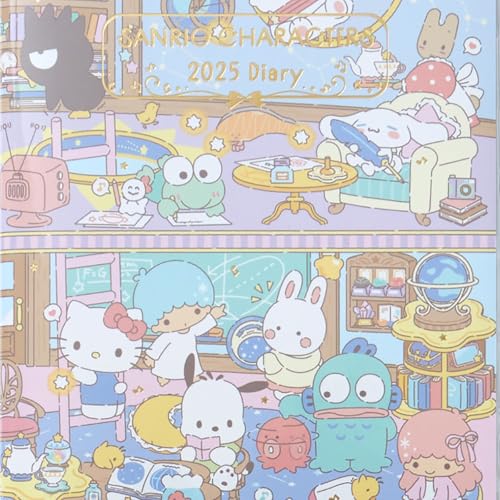 SANRIO B6 Diary (horizontally ruled) Sanrio Characters 2025 Handbook (beginning Oct 2024) with schedule stickers bookmark included 456195 - WAFUU JAPAN