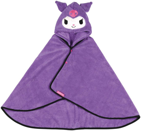 Sanrio Kuromi Hooded Quick‑Dry Absorbent Bath Poncho 108×92 cm - WAFUU JAPAN