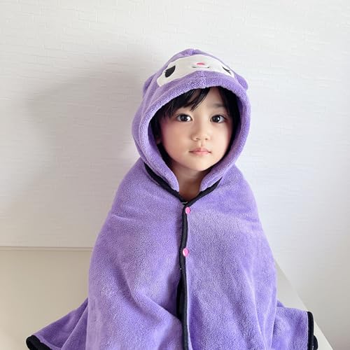 Sanrio Kuromi Hooded Quick‑Dry Absorbent Bath Poncho 108×92 cm - WAFUU JAPAN