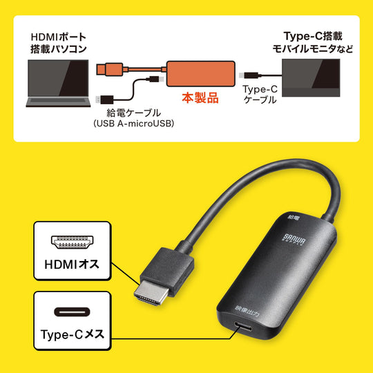 Sanwa Supply HDMI - Type - C (DP Alt mode) conversion adapter (4K/60Hz) AD - HD26TC - WAFUU JAPAN