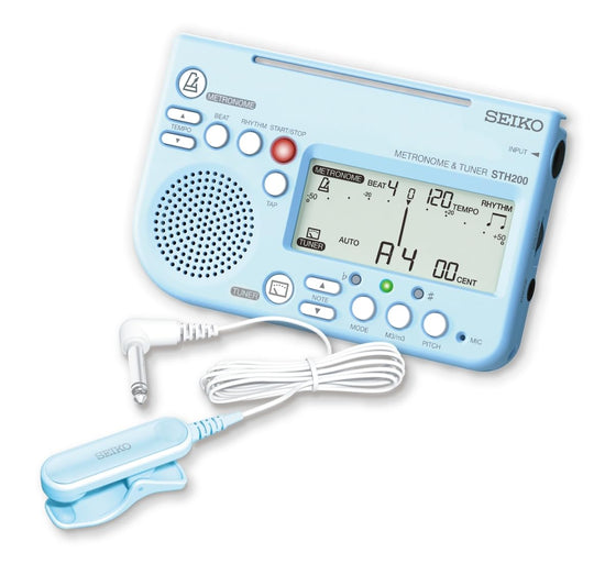Seiko Blue Metronome & Tuner w/ Pickup Mic 2‑Piece Special Pack (STH200BLSP) - WAFUU JAPAN