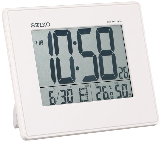 Seiko Clock Alarm Clock Electric Wave Digital White Pearl SQ770W SEIKO - WAFUU JAPAN