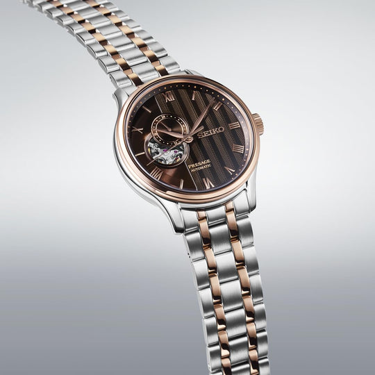 SEIKO Presage Japanese Garden SARY262 Men's Watch - Silver & Pink Gold - WAFUU JAPAN