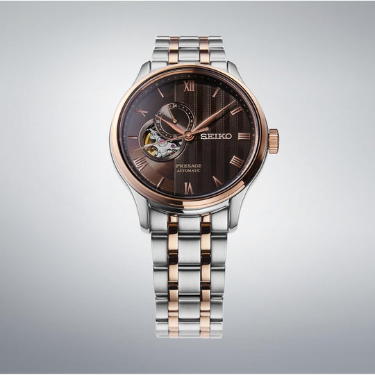 SEIKO Presage Japanese Garden SARY262 Men's Watch - Silver & Pink Gold - WAFUU JAPAN
