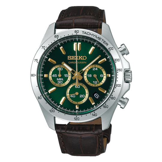 Seiko Selection Men's Quartz Chronograph Watch SBTR017 Brown Leather Strap - WAFUU JAPAN