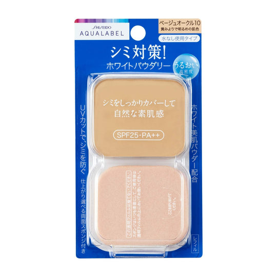 Shiseido AQUA LABEL White Powdery Foundation Refill Beige Ochre 10 Light Yellow 11 5g - WAFUU JAPAN