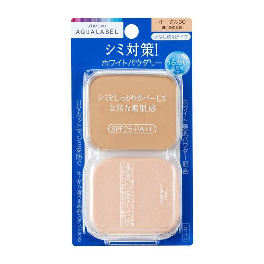 Shiseido AQUA LABEL White Powdery Foundation Refill Ochre 30 Dark Skin 11 5g - WAFUU JAPAN