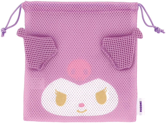 Skater Mesh Drawstring Pouch Washable & Breathable — Sanrio Kuromi ZKM1 - A - WAFUU JAPAN