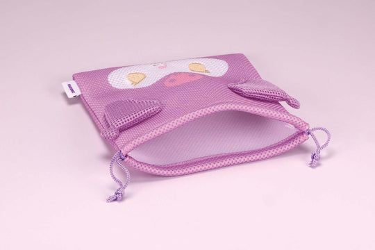 Skater Mesh Drawstring Pouch Washable & Breathable — Sanrio Kuromi ZKM1 - A - WAFUU JAPAN