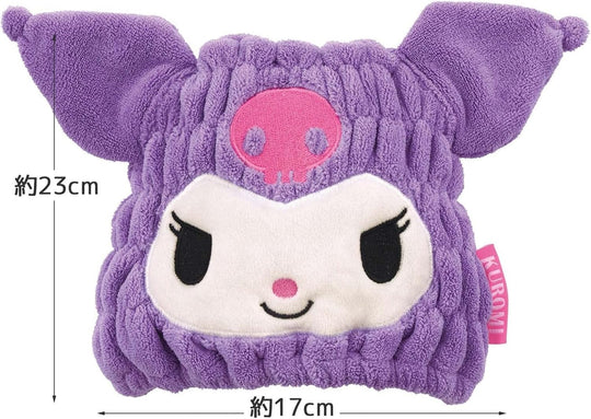Skater Quick - Dry Absorbent Hair Towel Cap - Sanrio Kuromi (Girls) - WAFUU JAPAN