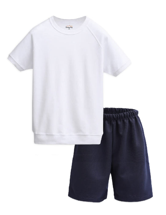Sunnyhug Kids Gym Uniform Set Short Sleeve Quarter Pants Breathable Quick Dry - WAFUU JAPAN