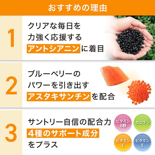 Suntory Blueberry Bilberry Astaxanthin Vitamin Supplement 30 - Day Supply - WAFUU JAPAN