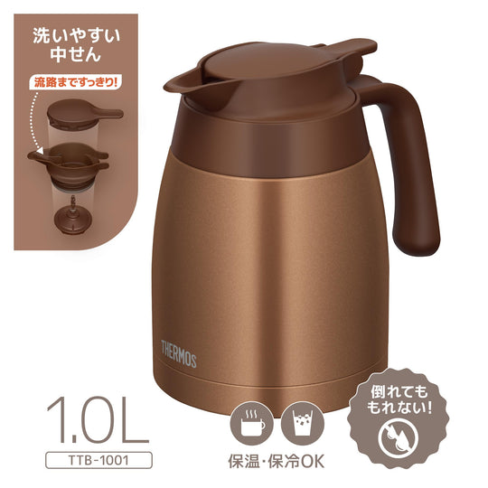 Thermos Stainless Steel Pot Insulated Tabletop Vacuum Bottle TTB - 1001 1.0L - WAFUU JAPAN