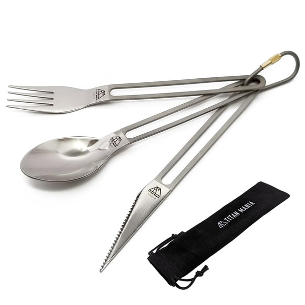 TITAN MANIA cutlery set made of titanium ultra lightweight spoon fork knife
