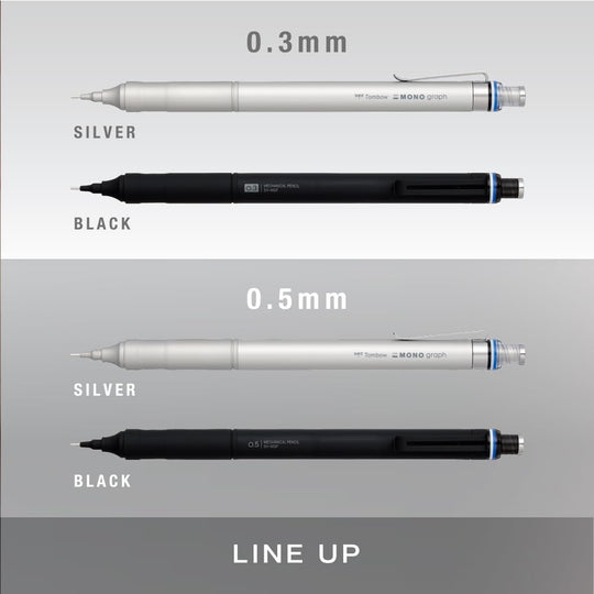 Tombow Mechanical Pencil 05mm Monograph Fine Low Center of Gravity DPA112A Silver - WAFUU JAPAN
