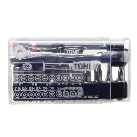 TONE Bit Ratchet Set BRS20C 1/4" Drive Clear 23‑Piece - WAFUU JAPAN
