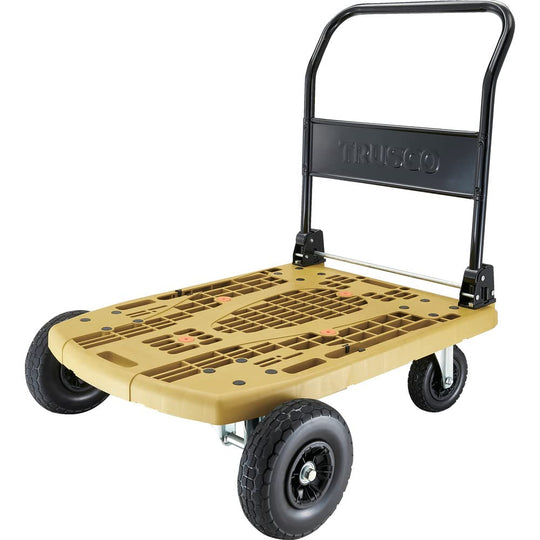 TRUSCO Kartio Big Off - Road Plastic Cart 900x600mm Solid Tires Olive MPK - 906N - OR - OG - WAFUU JAPAN