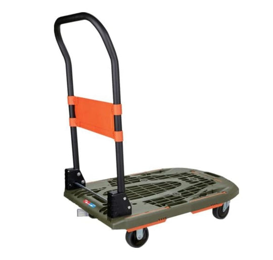 TRUSCO Kartio Foldable Plastic Dolly Olive Drab with Plastic Stopper 780×490mm - WAFUU JAPAN