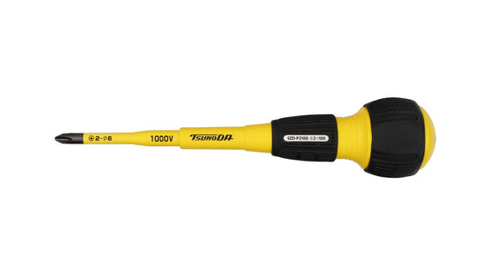 Tsunoda Insulated Slim - Shank Non - Stepped Phillips Screwdriver 2×100mm SZD - P2100 - WAFUU JAPAN