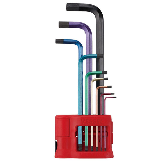 VESSEL 9pc Rainbow Ball‑End L‑Hex Key Set with Magnetizer & Holder (8909BP) - WAFUU JAPAN