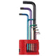 VESSEL 9pc Rainbow Ball‑End L‑Hex Key Set with Magnetizer & Holder (8909BP)