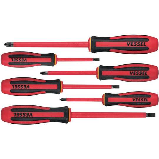 VESSEL Megadora Insulated 6 - pc Screwdriver Set VDE Certified (9606PS) - WAFUU JAPAN