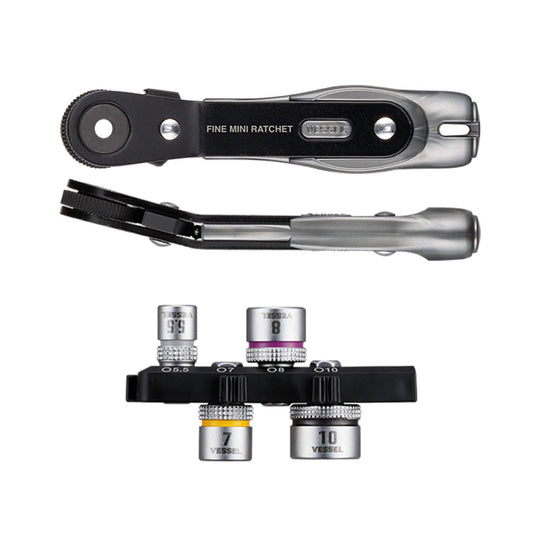 VESSEL TD - 26B Ultra - Thin Precision Mini Angled Ratchet Driver with 4 Sockets - WAFUU JAPAN