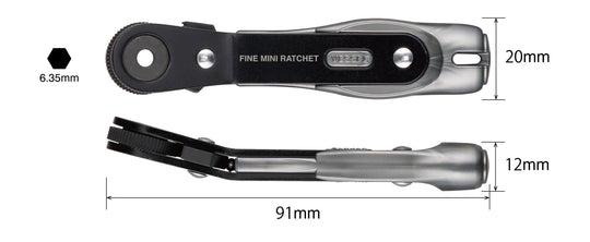 VESSEL TD - 26B Ultra - Thin Precision Mini Angled Ratchet Driver with 4 Sockets - WAFUU JAPAN