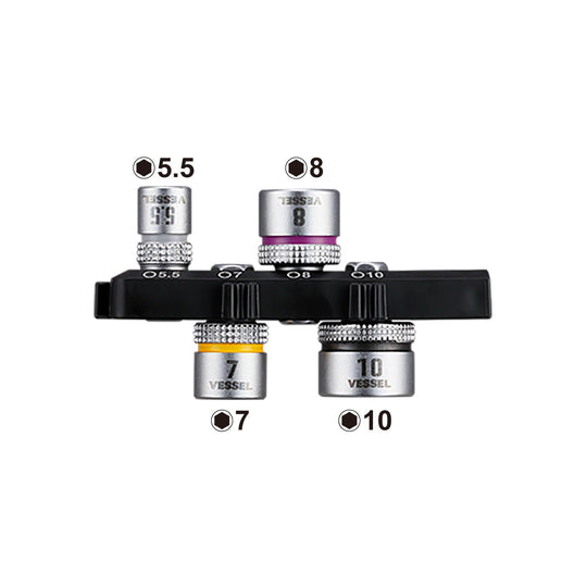 VESSEL TD - 26B Ultra - Thin Precision Mini Angled Ratchet Driver with 4 Sockets - WAFUU JAPAN