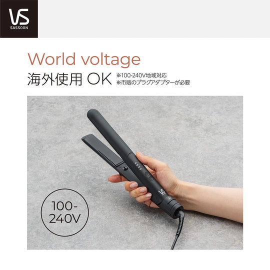 Vidal Sassoon Straight Hair Iron AC100 - 240V Negative Ion 4 Temperature Settings VSI - 1027 KJ Black - WAFUU JAPAN