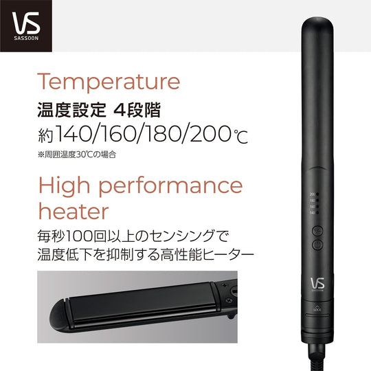 Vidal Sassoon Straight Hair Iron AC100 - 240V Negative Ion 4 Temperature Settings VSI - 1027 KJ Black - WAFUU JAPAN
