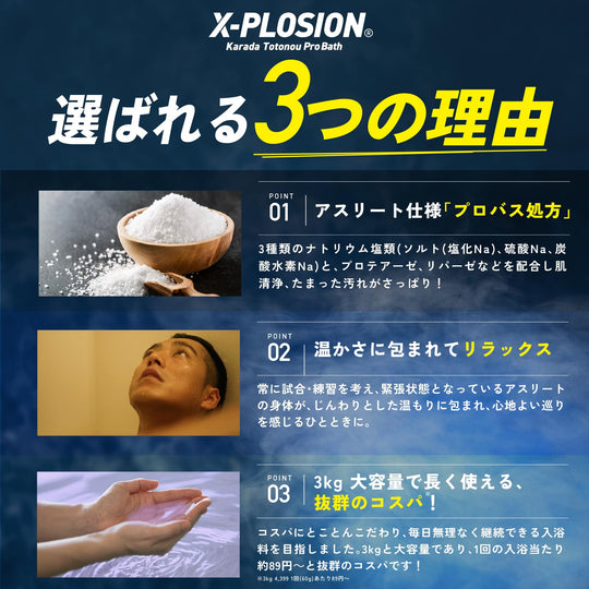 X - PLOSION Bicarbonate Bath Salt 3kg (50 - Day Supply) - WAFUU JAPAN